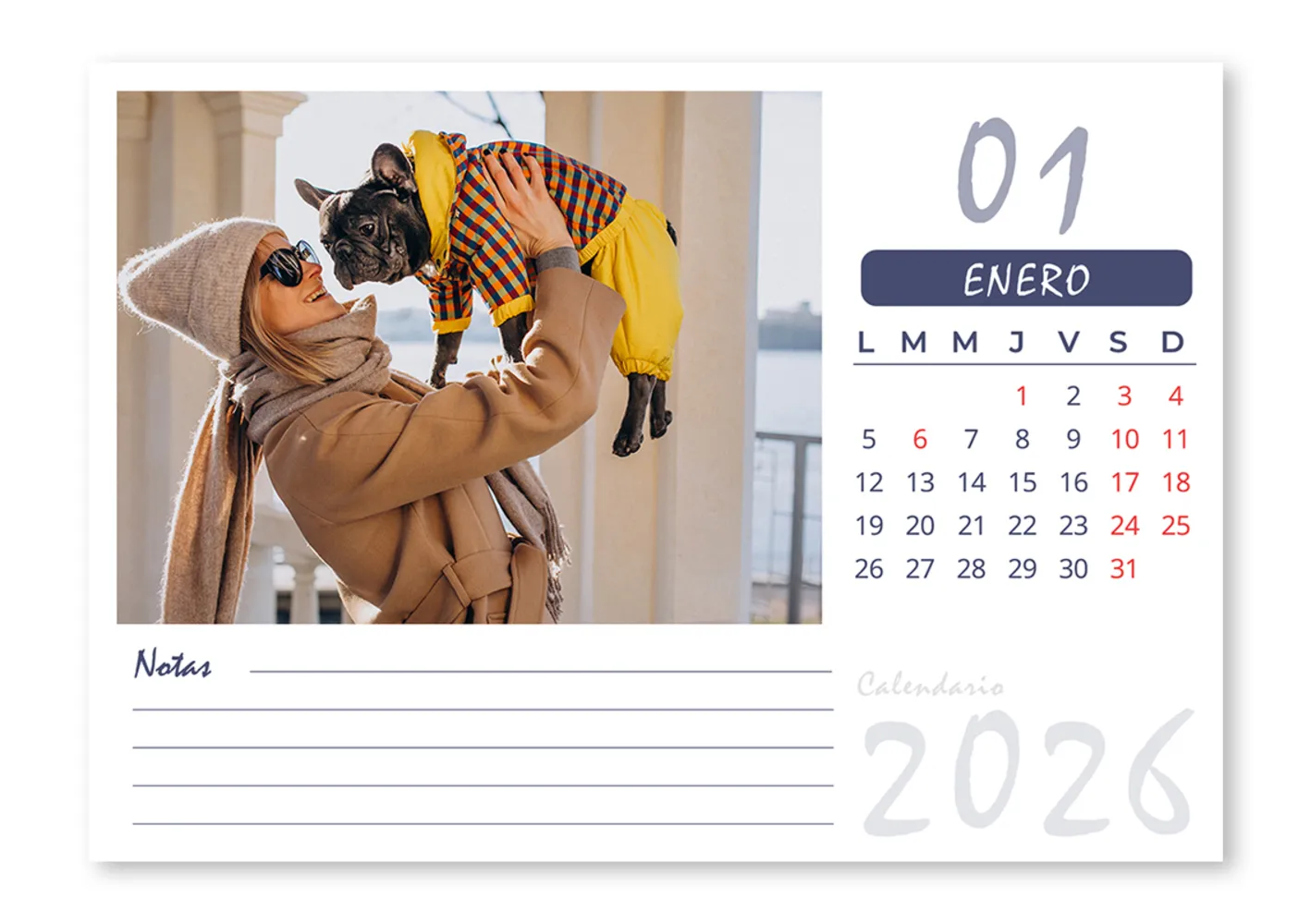 Calendario Sobremesa Azul