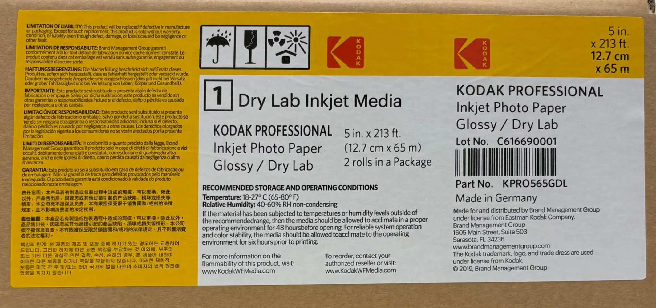 Papel KODAK Dry-Lab Brillo